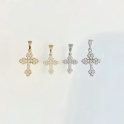 10k Gold Dainty Cubic Cross Pendants