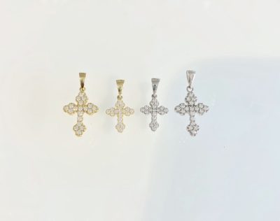 10k Gold Dainty Cubic Cross Pendants