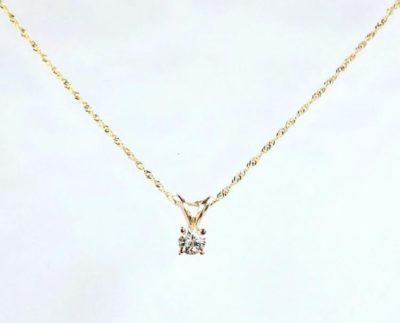 10k- 14k Gold Diamond Solitaire Necklace