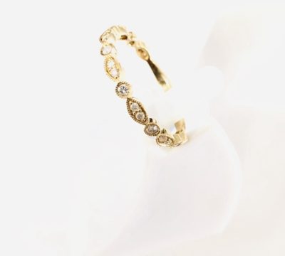 14k Yellow Gold Marquise & Round Shaped Diamond Ring - Image 2