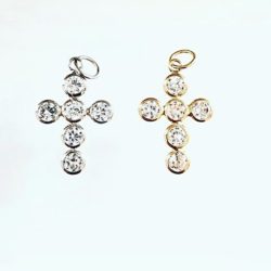 10k Gold & Cubic Zirconia Bezel Set Cross