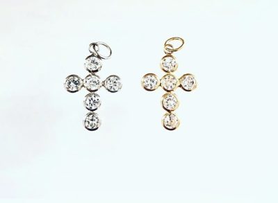 10k Gold & Cubic Zirconia Bezel Set Cross