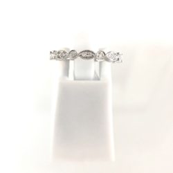 14k White Gold & Diamond Bead Set Ring