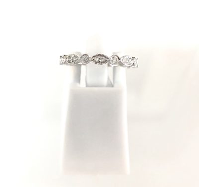 14k White Gold & Diamond Bead Set Ring