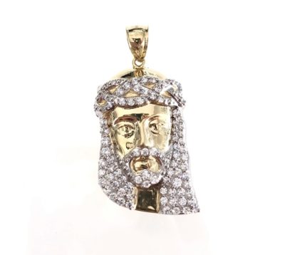 10k Gold & Cubic Zirconia ‘Jesus’ Pendant