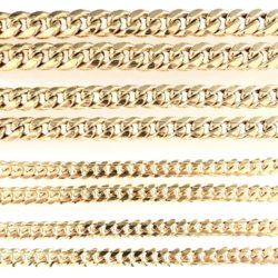 10k - 14k Yellow Gold Curb Chain Link Widths