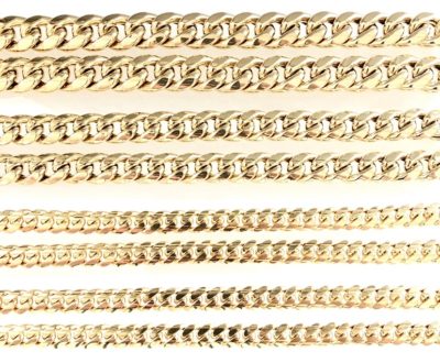 10k - 14k Yellow Gold Curb Chain Link Widths