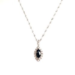10k Gold Marquise Sapphire & Diamond Necklace