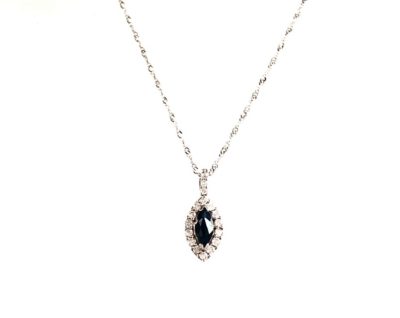 10k Gold Marquise Sapphire & Diamond Necklace