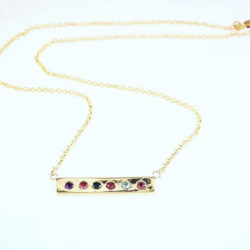 10k Yellow Gold Custom Family Stone Bar Necklace