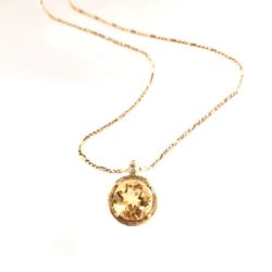 18k Yellow Gold Diamond & Yellow Citrine Detailed Necklace