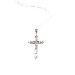 10k White Gold & Diamond Cross