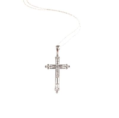10k White Gold & Diamond Cross