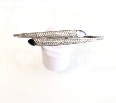 White Gold & Cubic Detailed Bangle