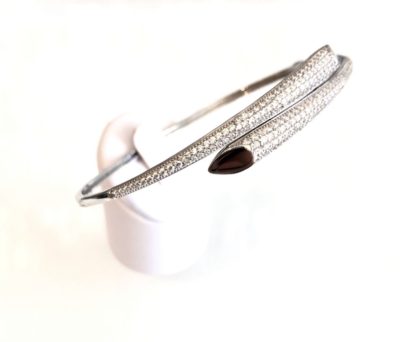 White Gold & Cubic Detailed Bangle - Image 2