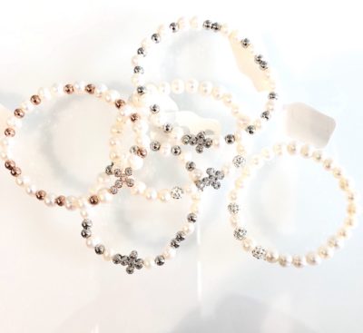 Girls Freshwater Pearl & Crystal Beaded Bracelets