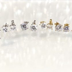 10k White & Yellow Gold Cubic Zirconia Studs