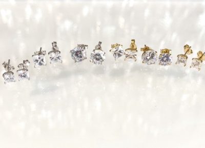 10k White & Yellow Gold Cubic Zirconia Studs