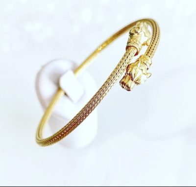Sterling Silver & Gold Plated Double Lion Cuff Bangle - Image 3