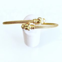 Sterling Silver & Gold Plated Double Lion Cuff Bangle