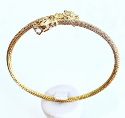 Sterling Silver & Gold Plated Double Lion Cuff Bangle - Image 2