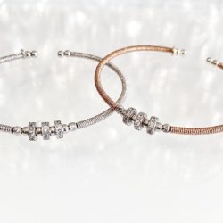 Sterling Silver & Rose Gold Plated Cubic Zirconia Detailing
