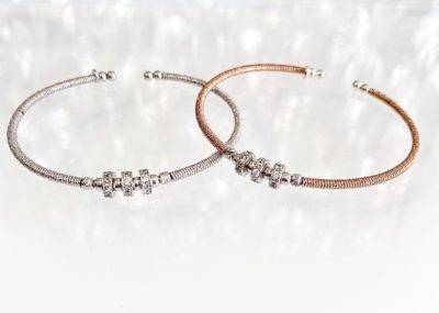 Sterling Silver & Rose Gold Plated Cubic Zirconia Detailing
