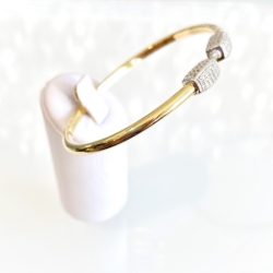 Sterling Silver & Gold Plated Cubic Zirconia Detailed Cuff