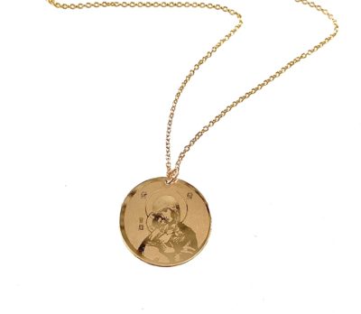 Gold Filled Image Engraved Disc Necklace