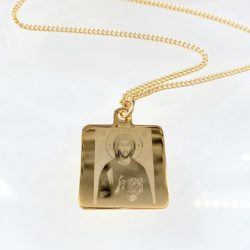 Men’s Gold Plated Stainless Steel Rectangular Dog Tag Necklace