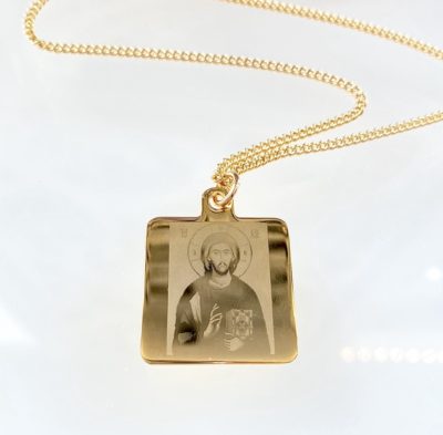 Men’s Gold Plated Stainless Steel Rectangular Dog Tag Necklace