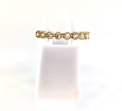 10k Gold & Cubic Zirconia Boho Floral Stackable Ring