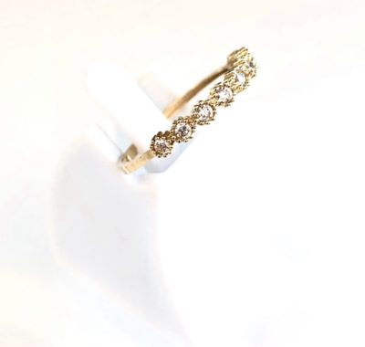 10k Gold & Cubic Zirconia Boho Floral Stackable Ring - Image 2