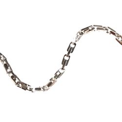 10k White Gold Solid Chain Link Men's Bracelet