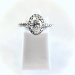 Custom 14k Halo Oval Diamond Engagement Ring