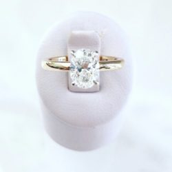 Custom 14k Two Toned Oval Solitaire Diamond Engagement Ring