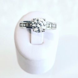 Custom Made 14k Gold Channel Set & Scarf Diamond Detailing Engagement Ring