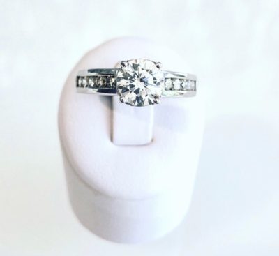 Custom Made 14k Gold Channel Set & Scarf Diamond Detailing Engagement Ring