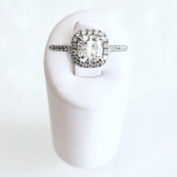 Custom 14k Gold Cushion Cut Halo Diamond Engagement Ring