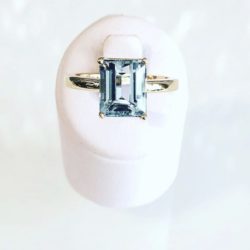 Custom 14k Emerald Cuz Blue Topaz Cocktail Ring