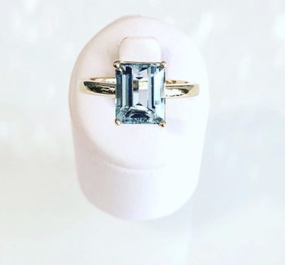 Custom 14k Emerald Cuz Blue Topaz Cocktail Ring