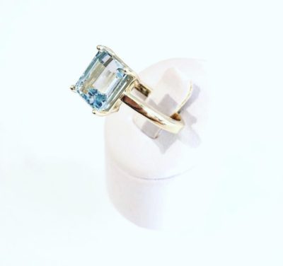 Custom 14k Emerald Cuz Blue Topaz Cocktail Ring - Image 2
