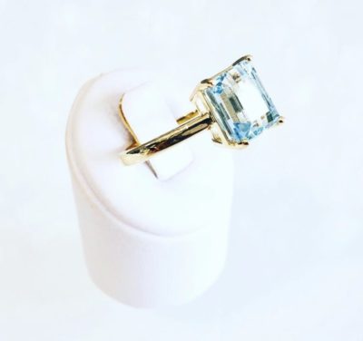 Custom 14k Emerald Cuz Blue Topaz Cocktail Ring - Image 3