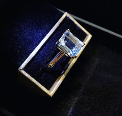 Custom 14k Emerald Cuz Blue Topaz Cocktail Ring - Image 4