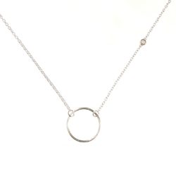 Sterling Silver Circle Pendant & Cubic Zirconia Necklace