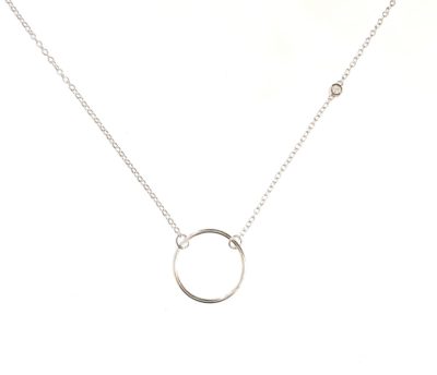 Sterling Silver Circle Pendant & Cubic Zirconia Necklace