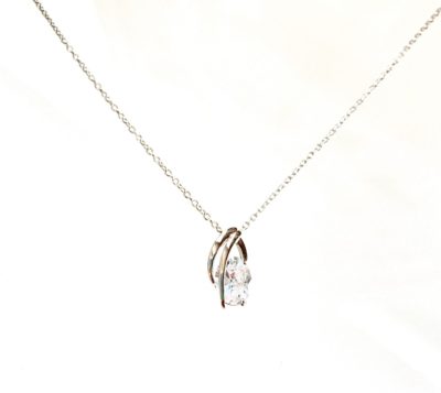 Sterling Silver & Oval Cubic Zirconia Necklace