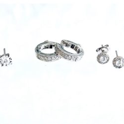 10k White Gold & Diamond Huggies & Studs