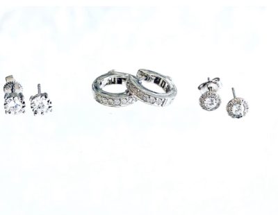 10k White Gold & Diamond Huggies & Studs