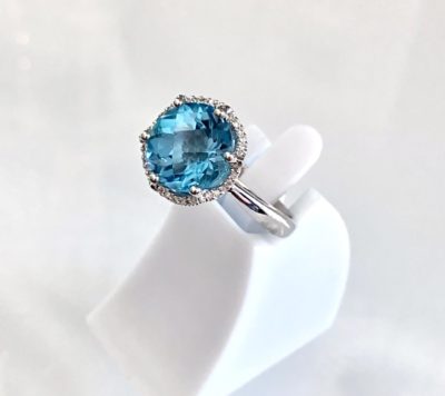 Product- 10k Gold  Blue Topaz with A Diamond Halo - Image 3